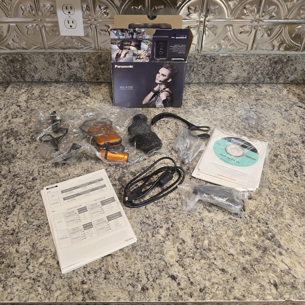 Panasonic Wearable Camera HX-A100 -Orange/Black W/Box, Disk, Accessories